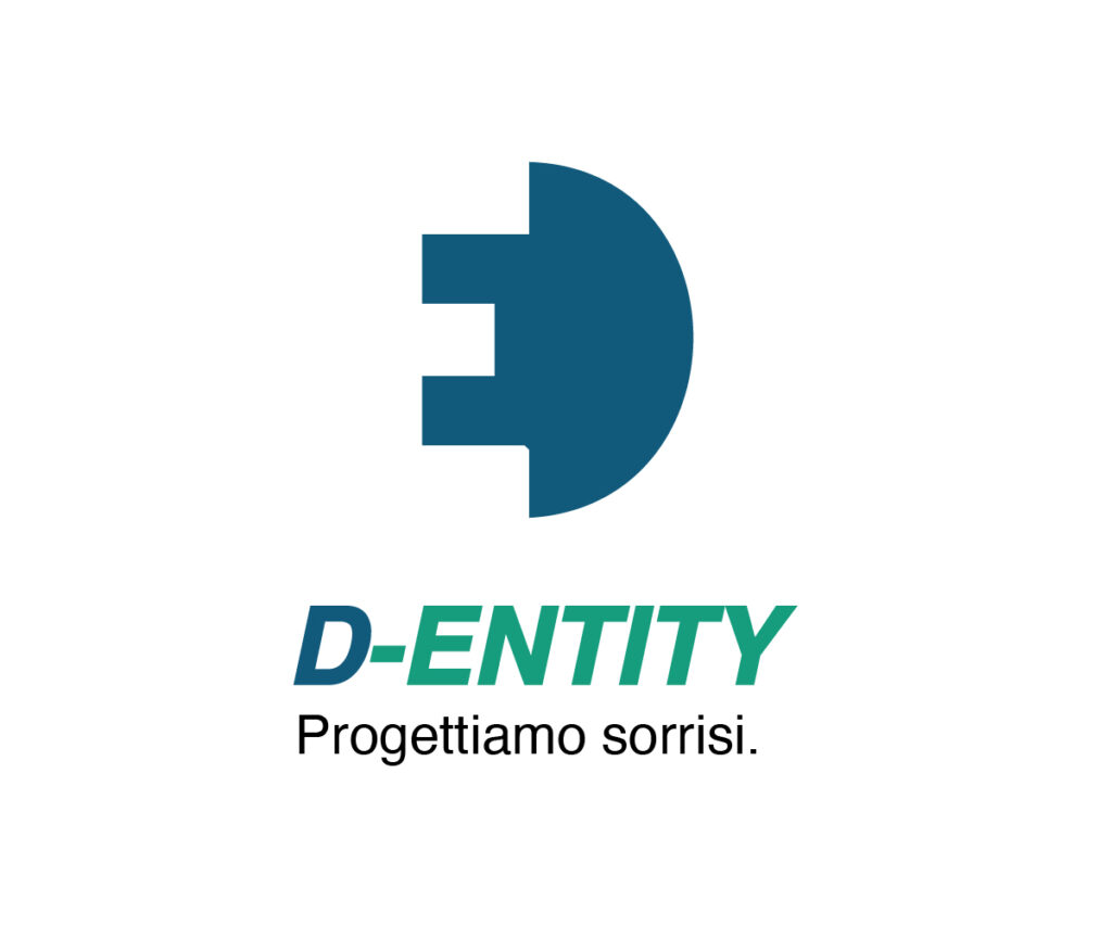 Logo D-ENTITY con simbolo stilizzato e slogan