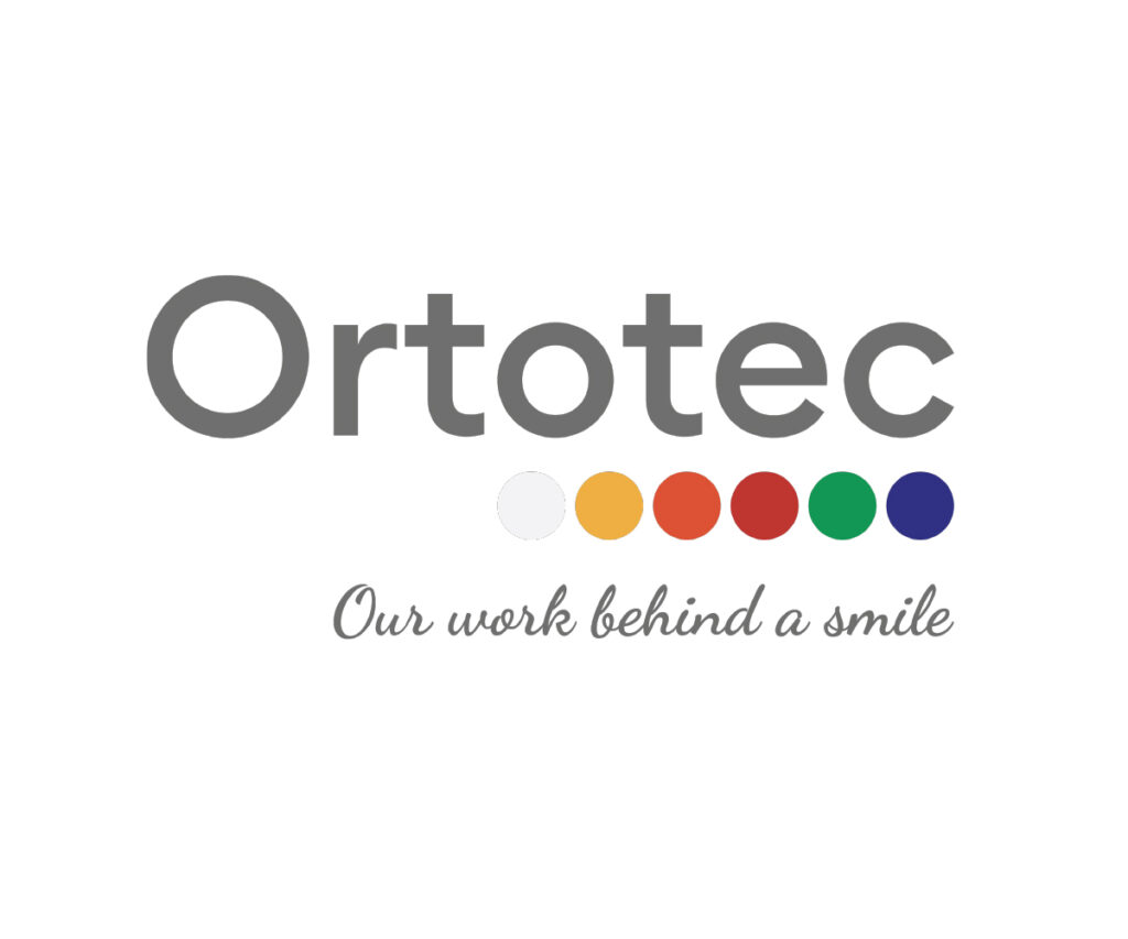 Logo Ortotec con cerchi colorati e slogan